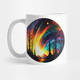 Rainbow lights on an alien world Mug